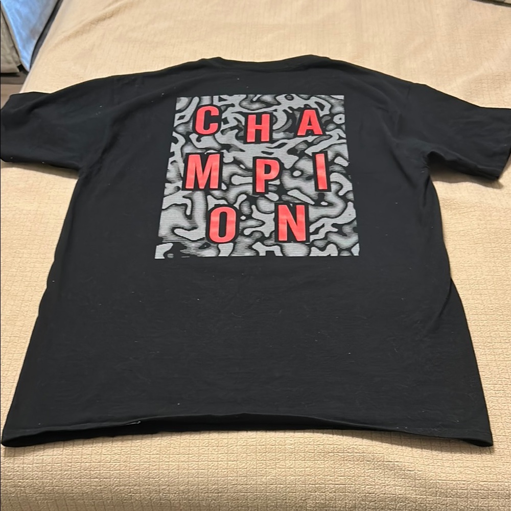 Champion Black and Red Short Sleeve Tee